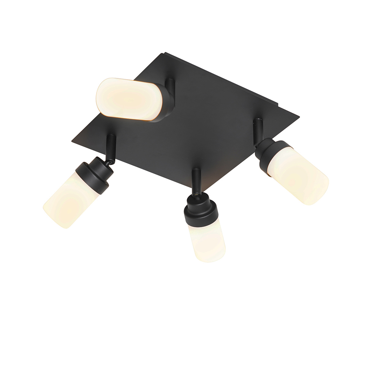 Moderné kúpeľňové bodové svietidlo čierne 4-žiarovkové IP44 - Japie
