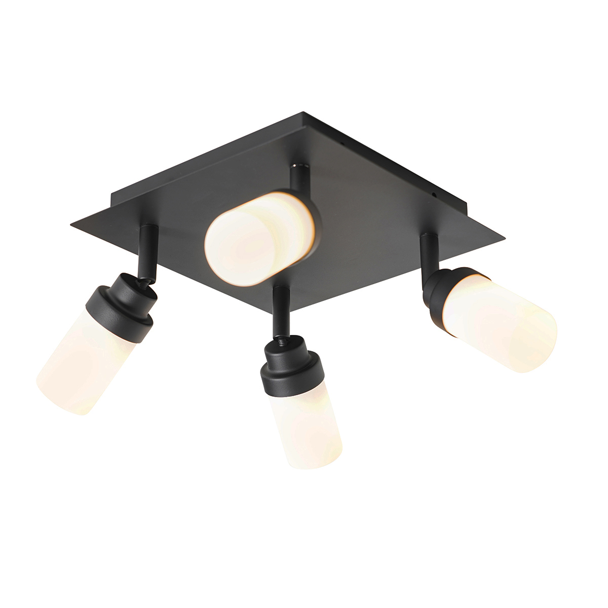 spot de salle de bain moderne noir 4 lumières ip44 - japie