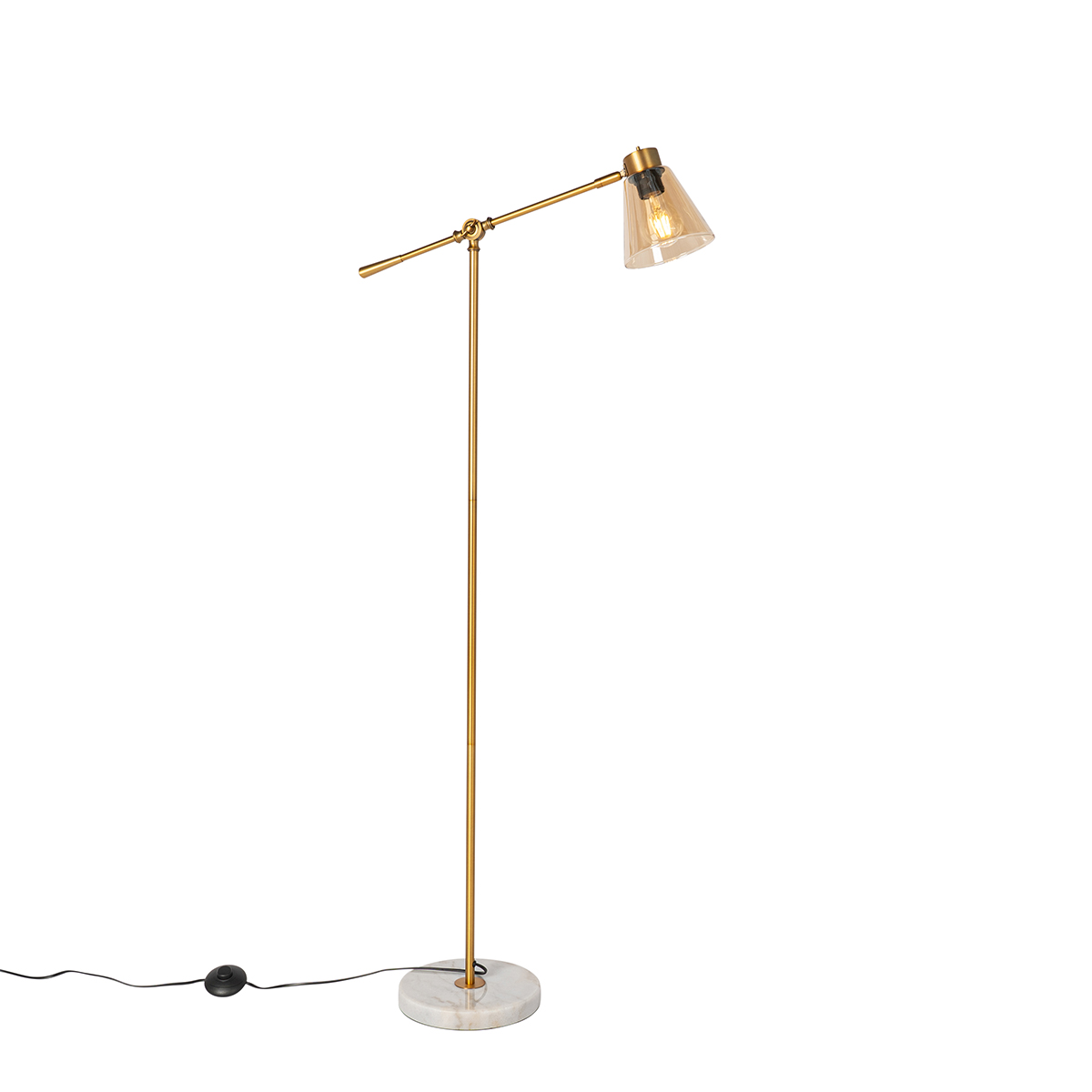 Art deco stojaca lampa bronz s mramorom a jantárovým sklom - Nina Art deco stojaca lampa bronz s mramorom a jantárovým sklom - Nina