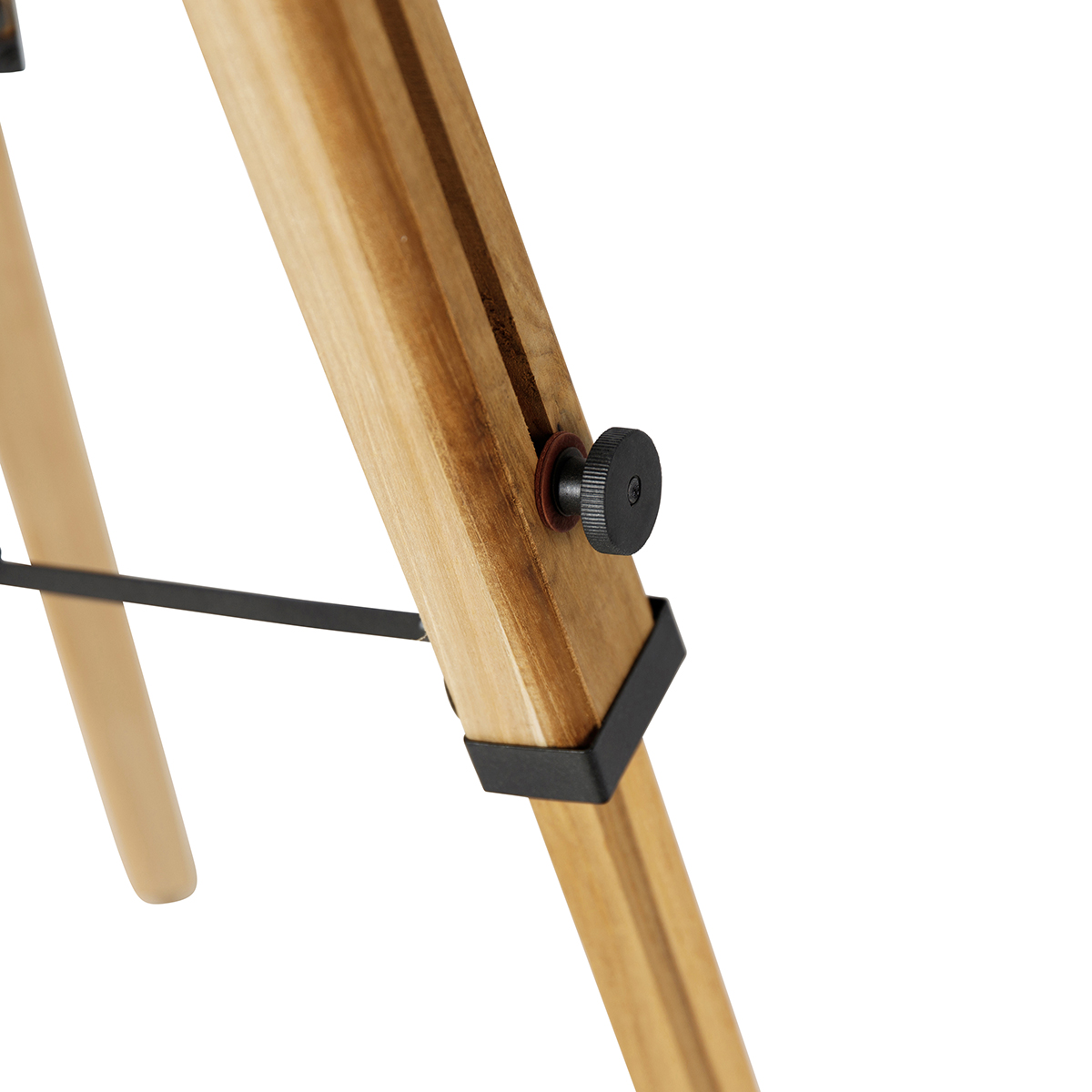 Lampada da terra a treppiede industriale nera con legno - Mangoes