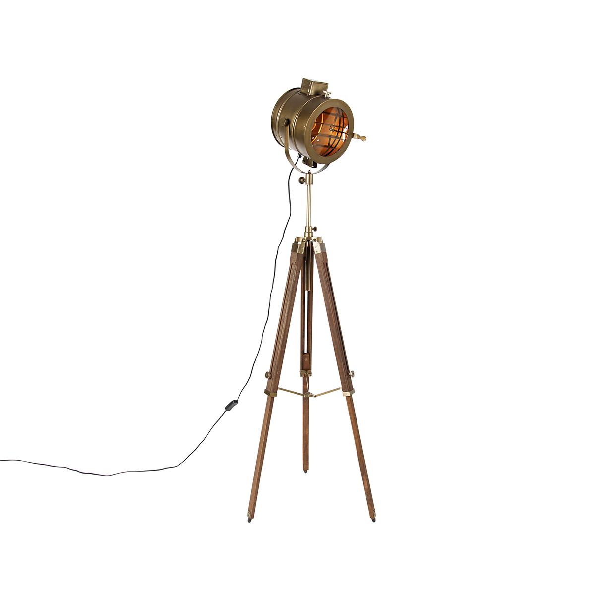 Stativ golvlampa brons med trä studio spot - Radient