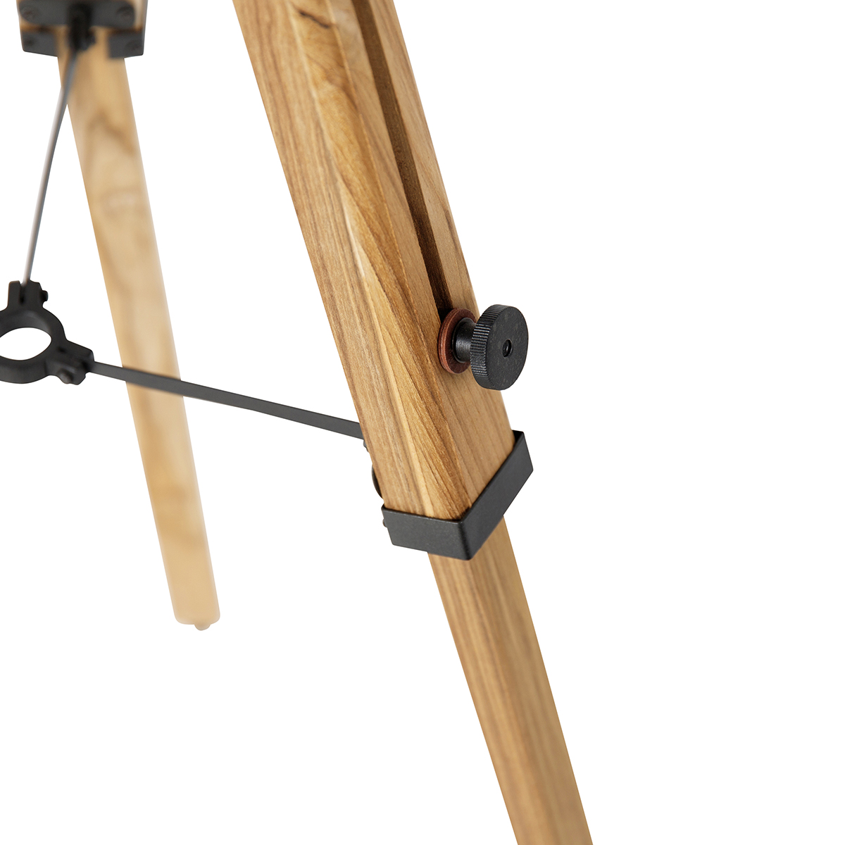 Lampada da terra a treppiede nera con faretto in legno - Radient