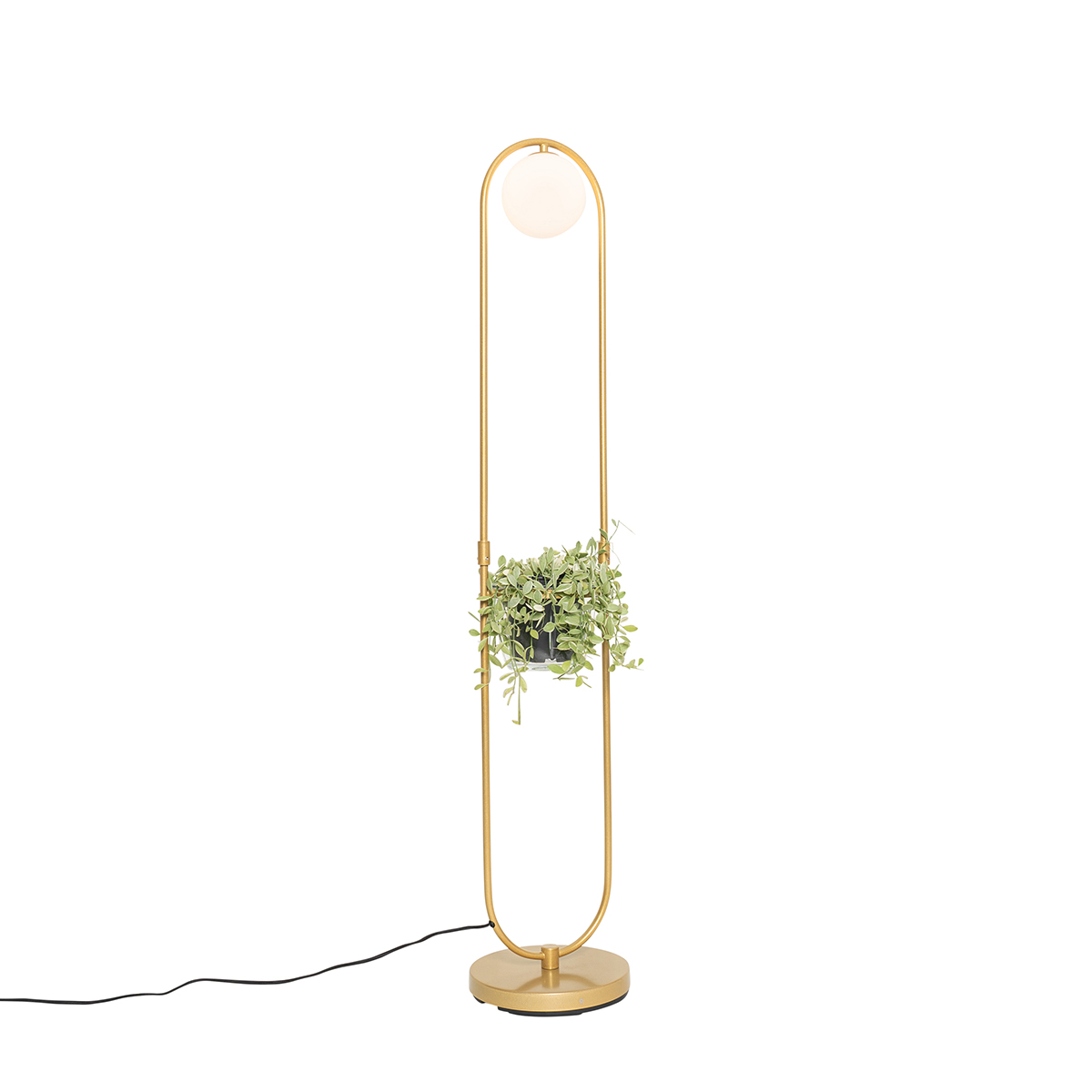E-shop Stojacia lampa Art Deco zlatá s bielym sklom - Isabella