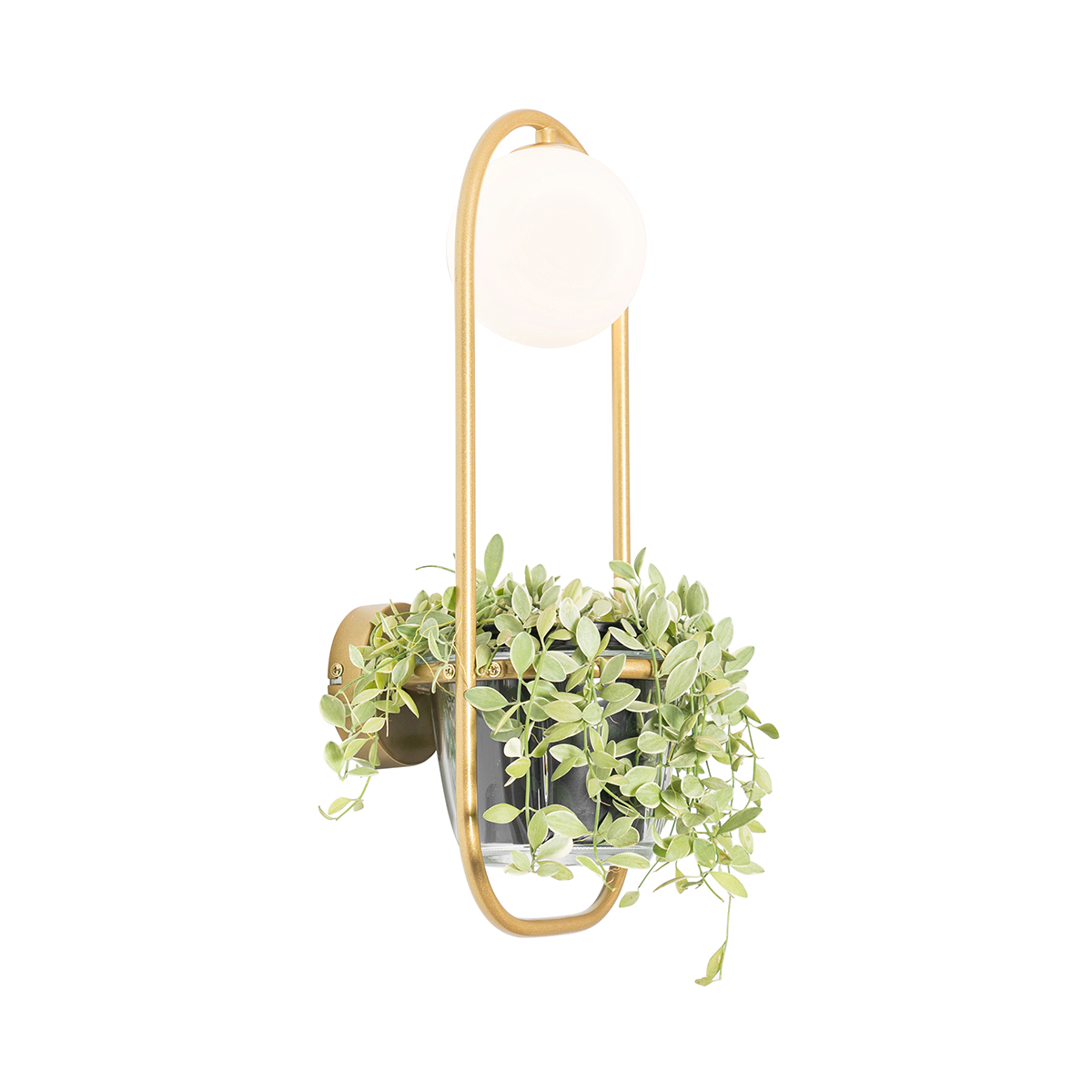 Art Deco Wandlampe Gold mit weißem Glas - Isabella