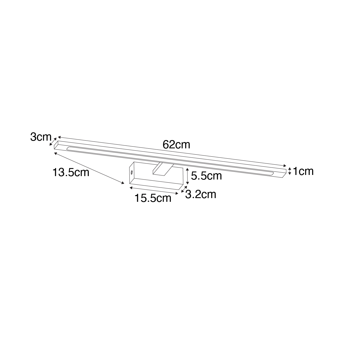 Lámpara de pared de acero 62 cm con LED IP44 - Jerre