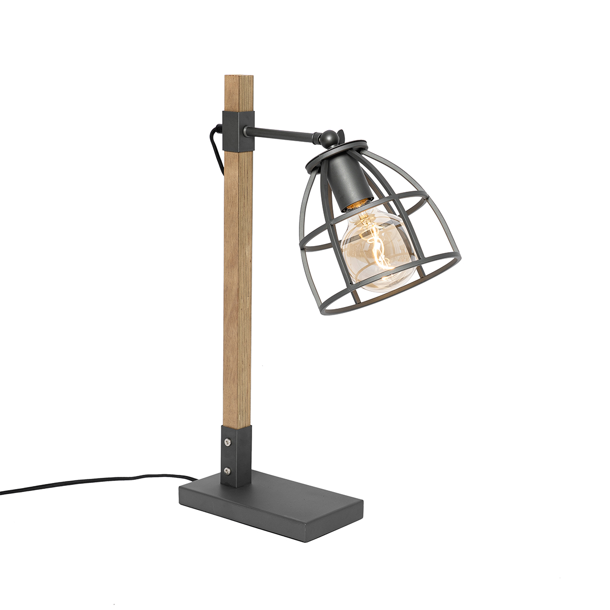 Ipari asztali lámpa fekete fával - Arthur