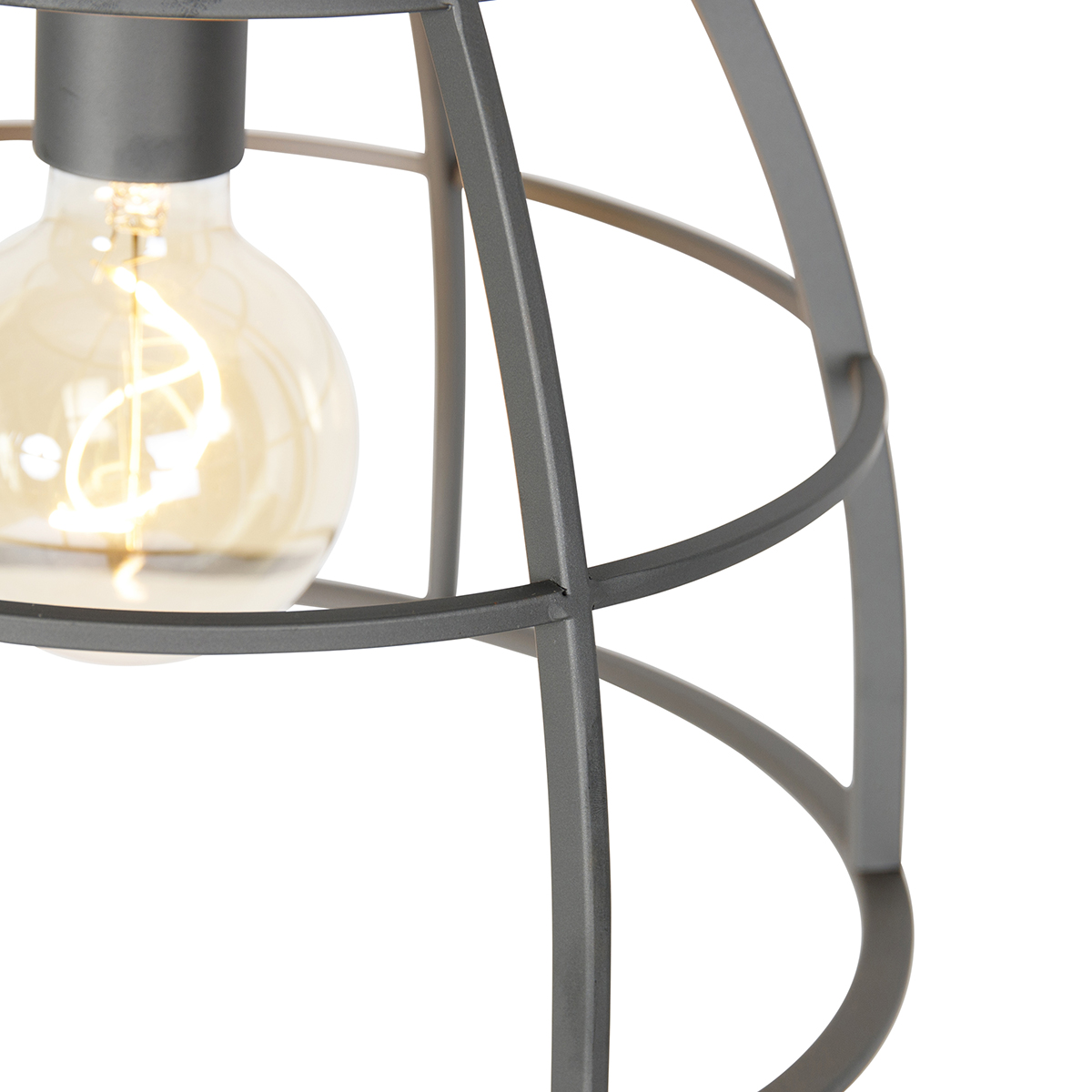 Industrielle Hängelampe dunkelgrau mit Holz 34 cm - Arthur