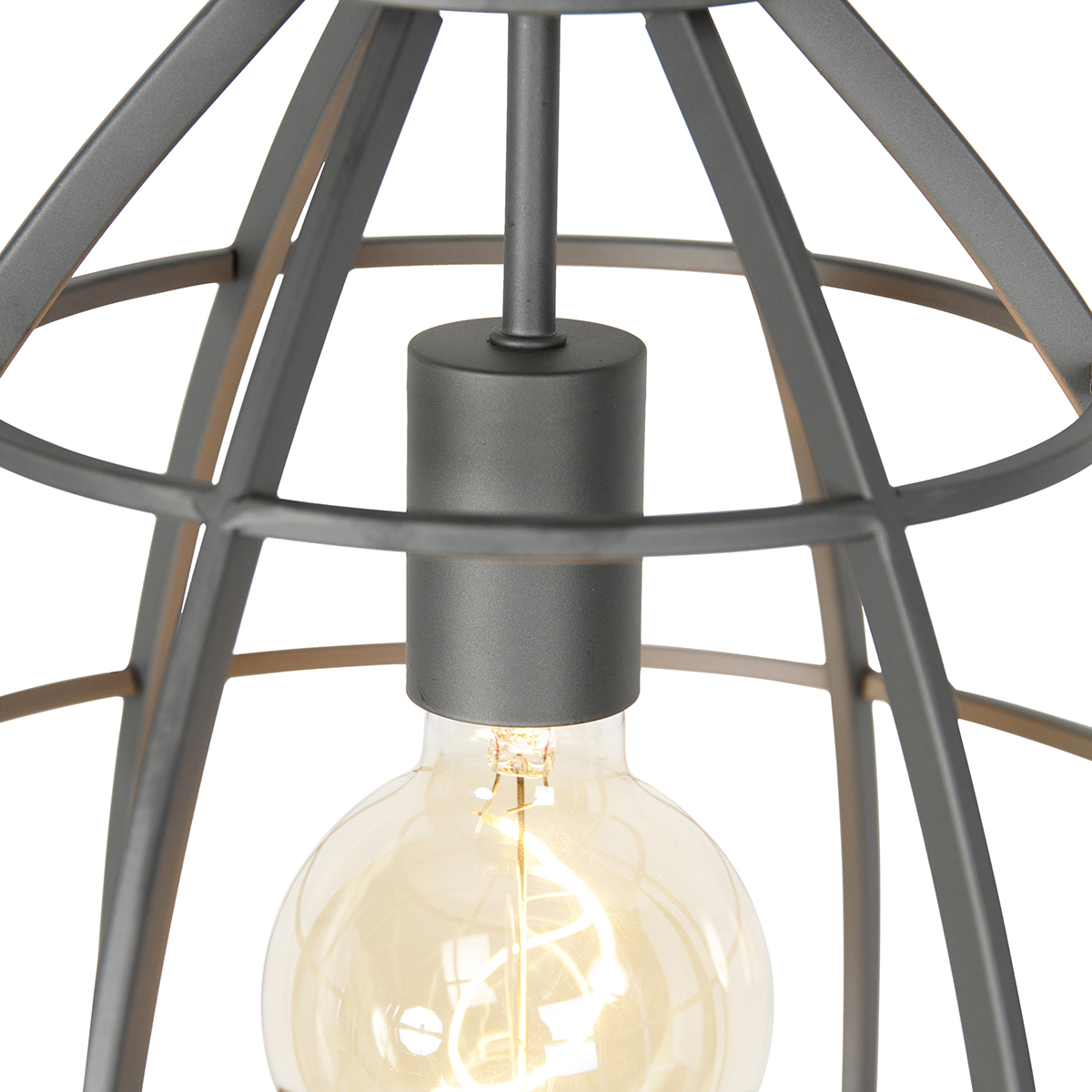 Industrielle Hängelampe dunkelgrau mit Holz 34 cm - Arthur