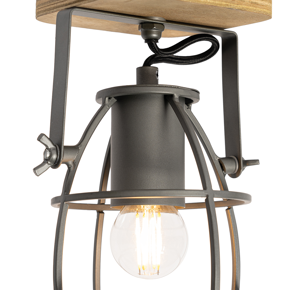 Industrial Spot Dark Grey with Wood Adjustable - Arthur