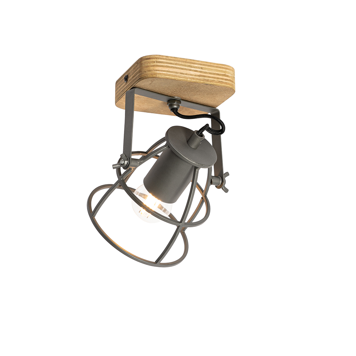 Industrial Spot Dark Grey with Wood Adjustable - Arthur