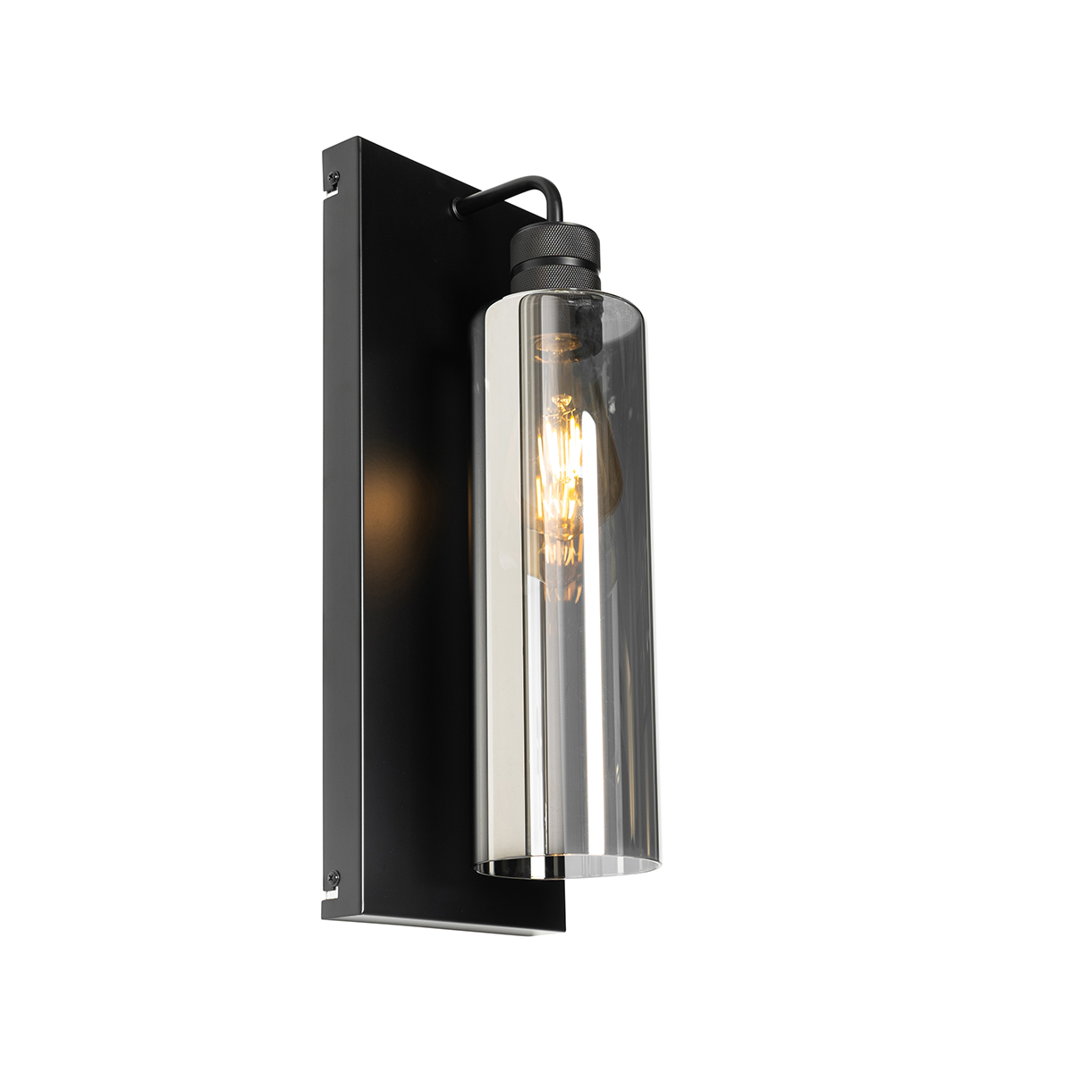 E-shop Moderné nástenné svietidlo čierne s dymovým sklom - Stavelot