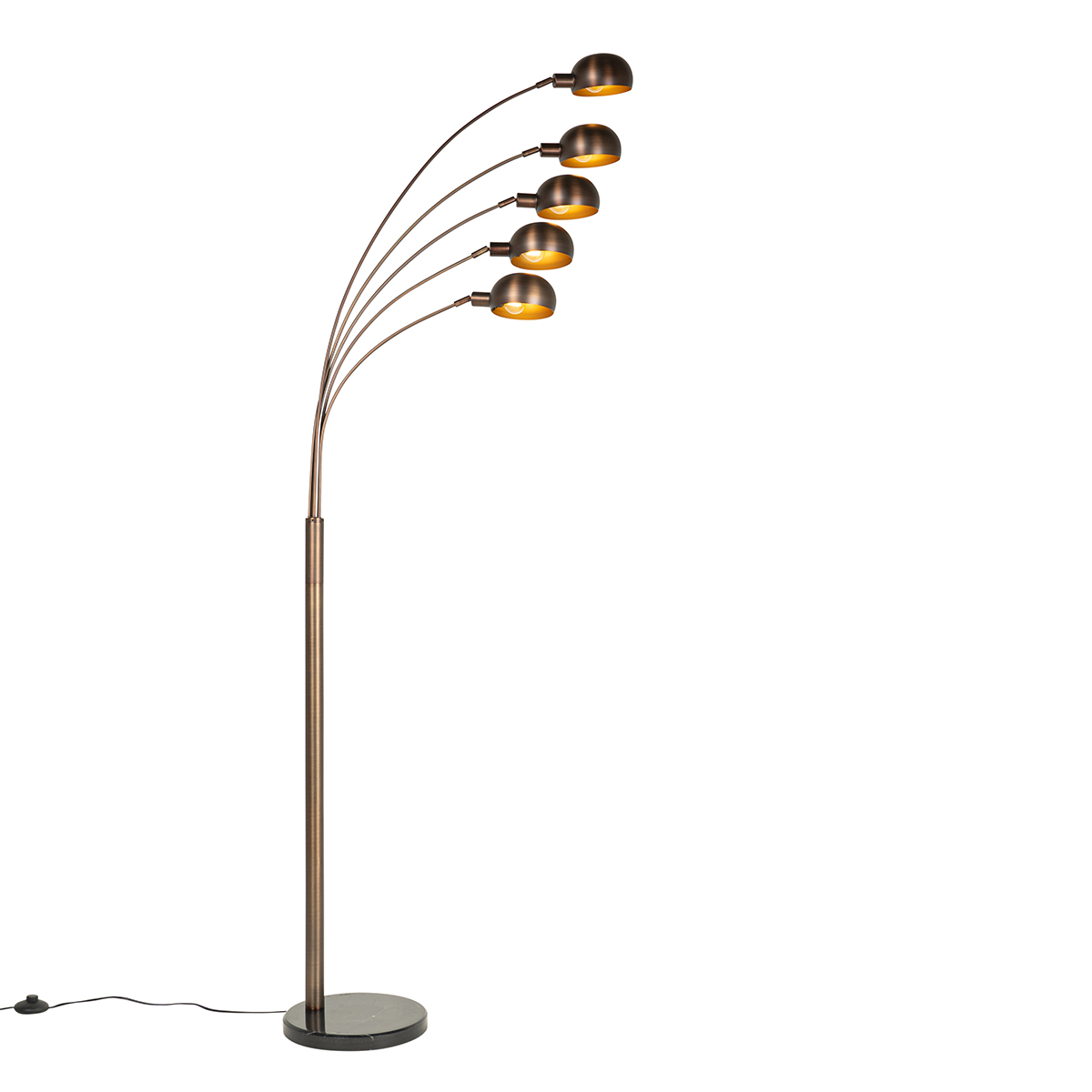 Designová stojací lampa tmavě bronzová se zlatými 5 světly - Sixties Marmo