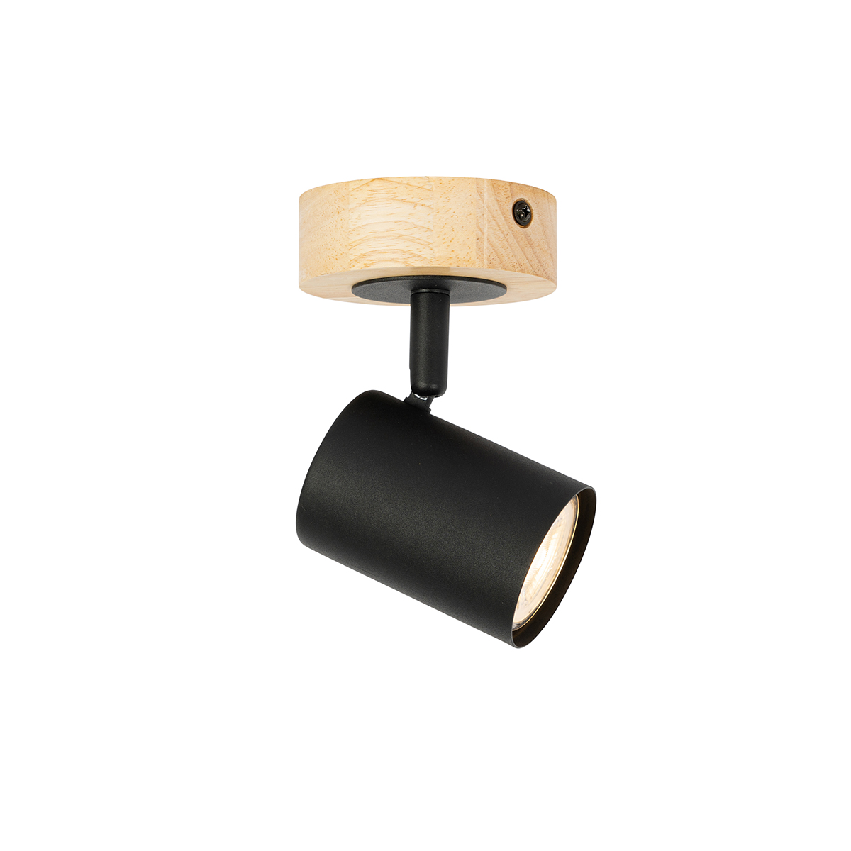 Foco moderno negro con madera inclinable - Jeana