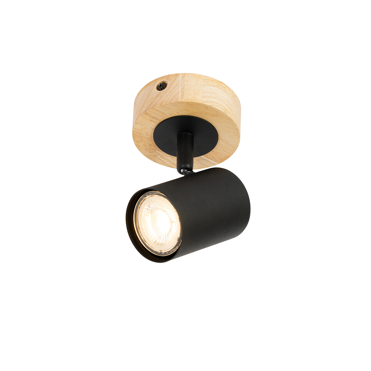 Foco moderno negro con madera inclinable - Jeana