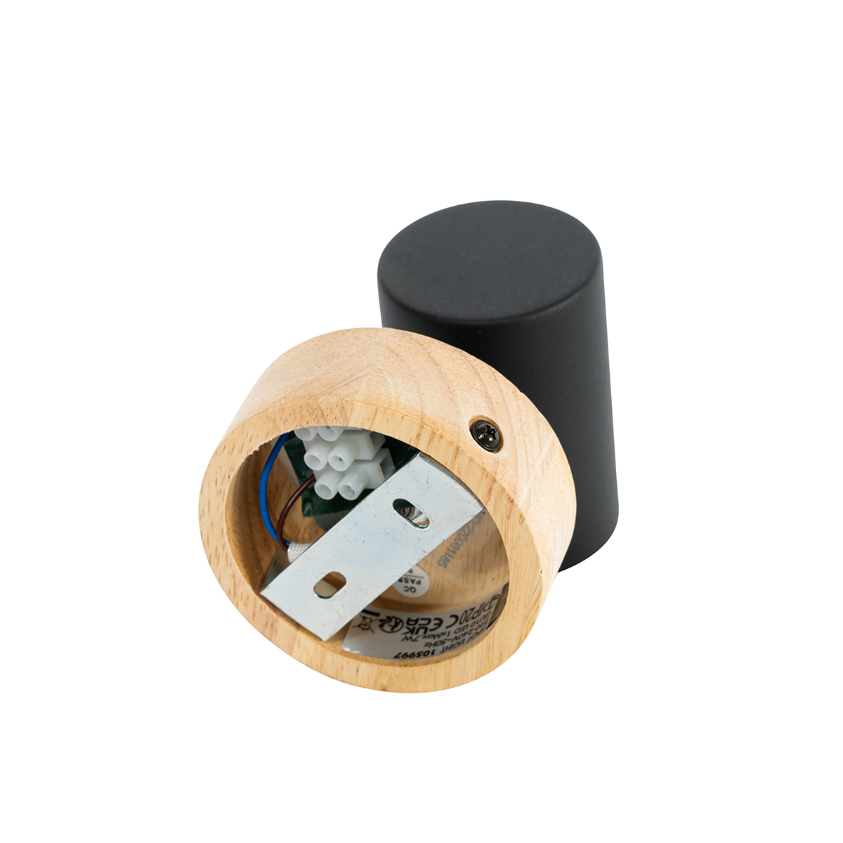 Foco moderno negro con madera inclinable - Jeana
