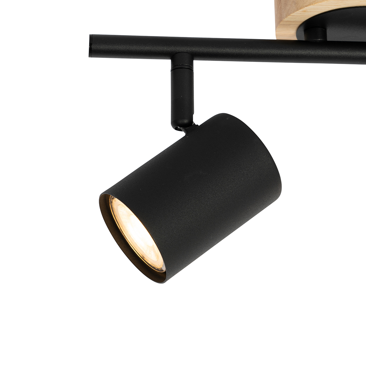 Modern Spotlight Black with Wood Tiltable 2-Light - Jeana