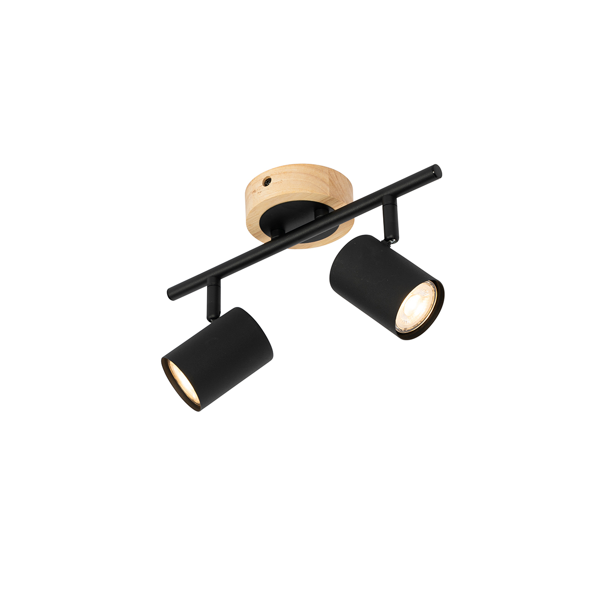 Modern Spotlight Black with Wood Tiltable 2-Light - Jeana