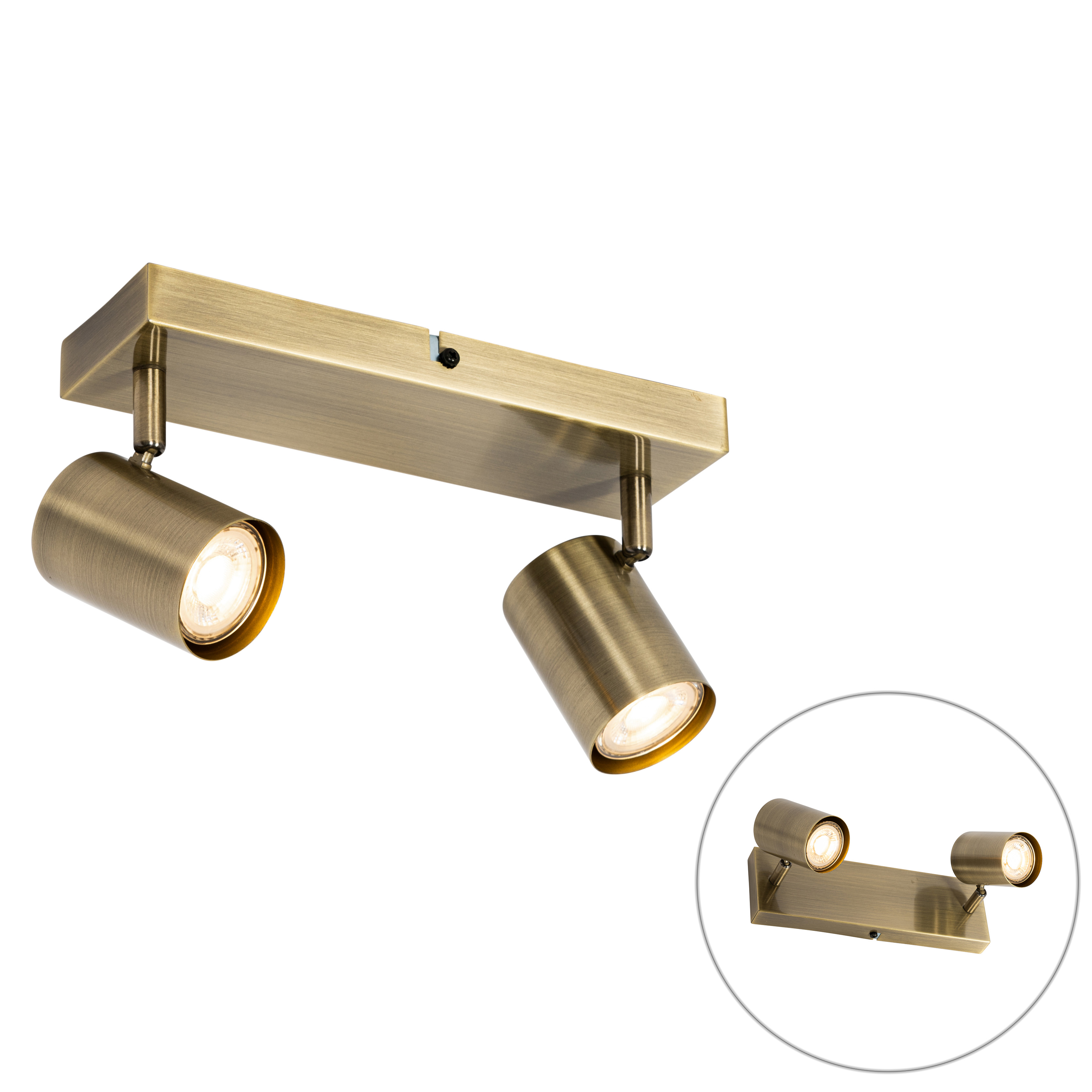 Moderné stropné svietidlo bronzové 2-žiarovkové nastaviteľné obdĺžnikové - Jeana