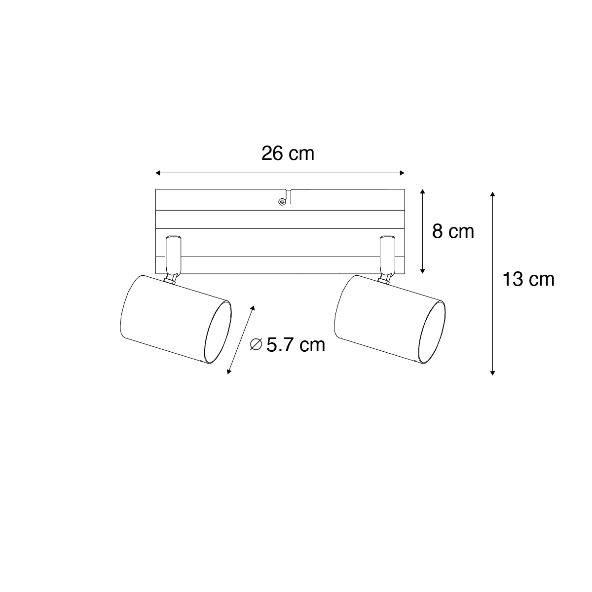 Plafoniera nera con legno 2 luci orientabile rettangolare - Jeana