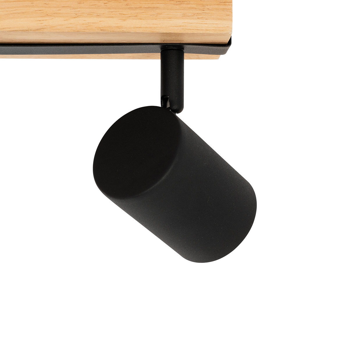Plafoniera nera con legno 2 luci orientabile rettangolare - Jeana