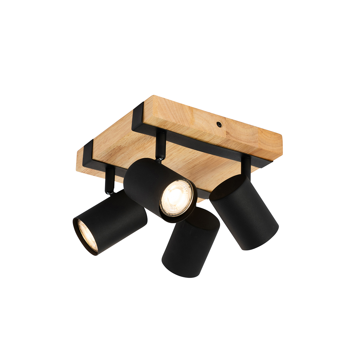 Ceiling Light Black with Wood 4-Light Adjustable Rectangular - Jeana