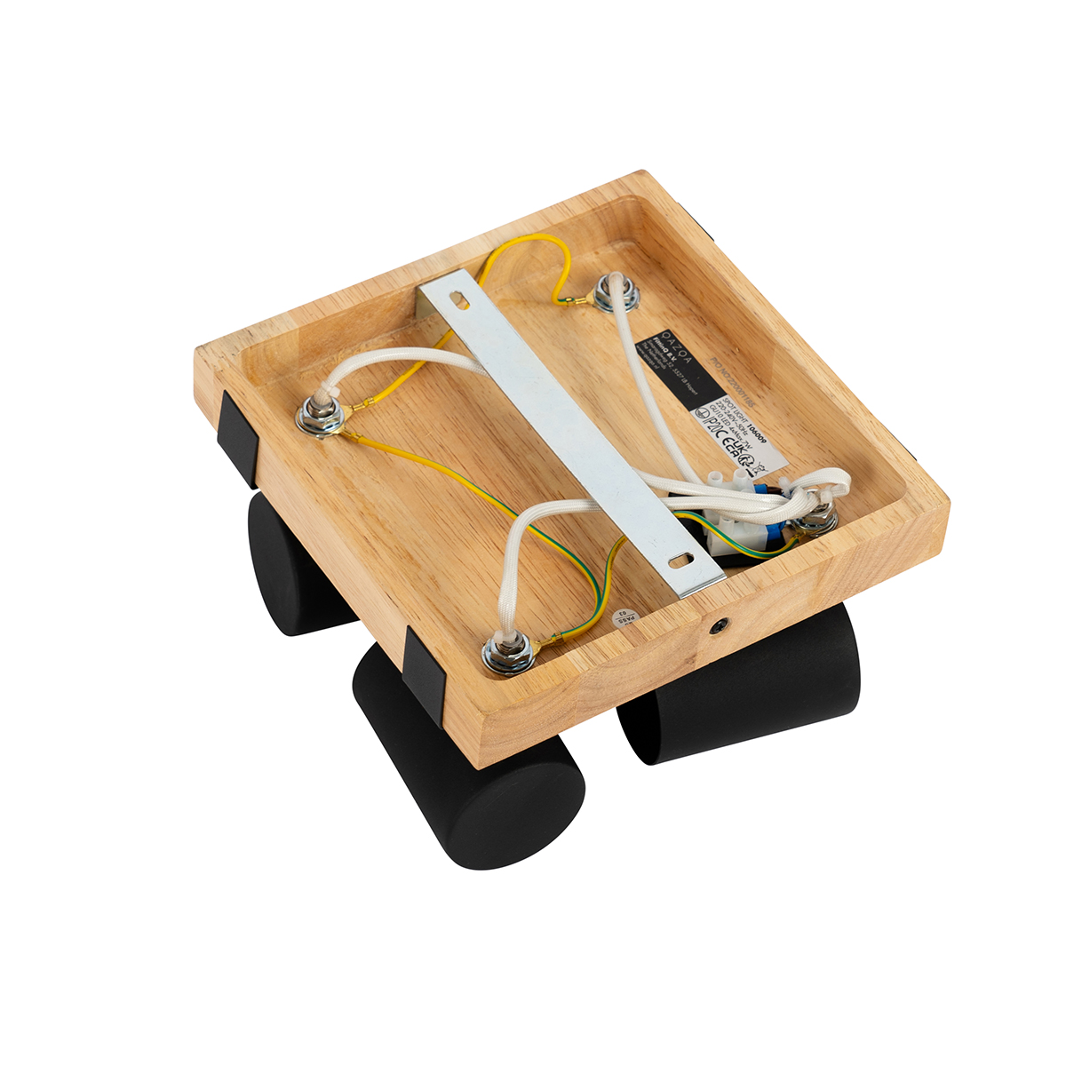 Ceiling Light Black with Wood 4-Light Adjustable Rectangular - Jeana