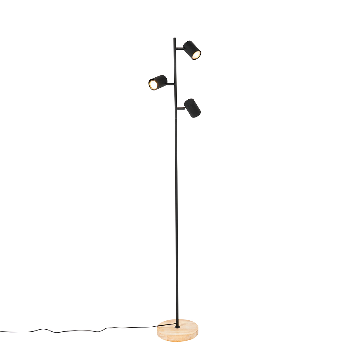 Modern állólámpa fekete fával 3 fényű - Jeana