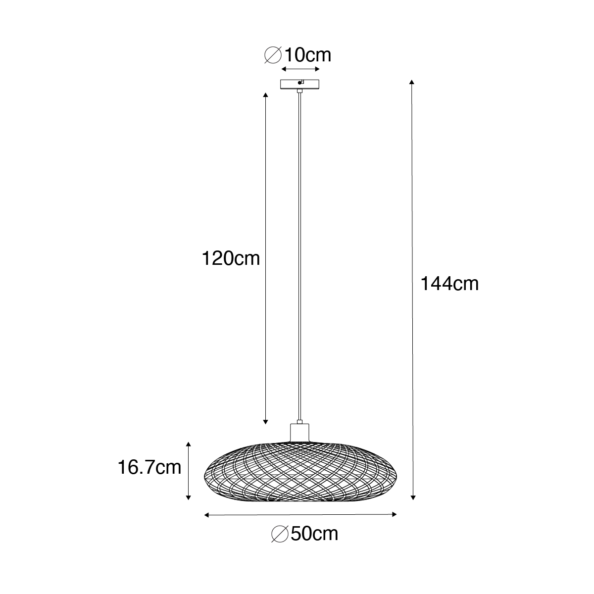 Lámpara colgante oriental de bambú 50 cm - Ostrava