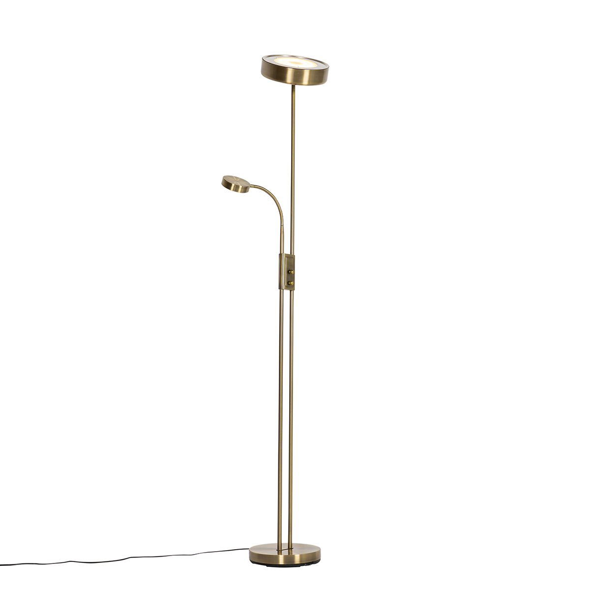 lampadaire en bronze avec led et variateur avec lampe de lecture - kelso