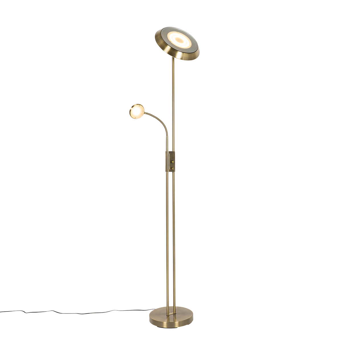 Levně Bronzová stojací lampa včetně LED a stmívače s lampičkou na čtení - Fez