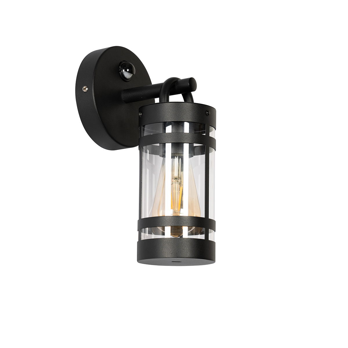Lámpara de pared exterior negra IP44 con sensor de movimiento - Ruben