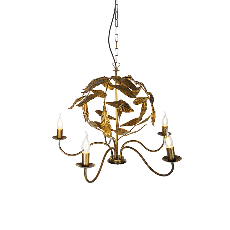 Vintage chandelier antique gold 6 lights - Linden