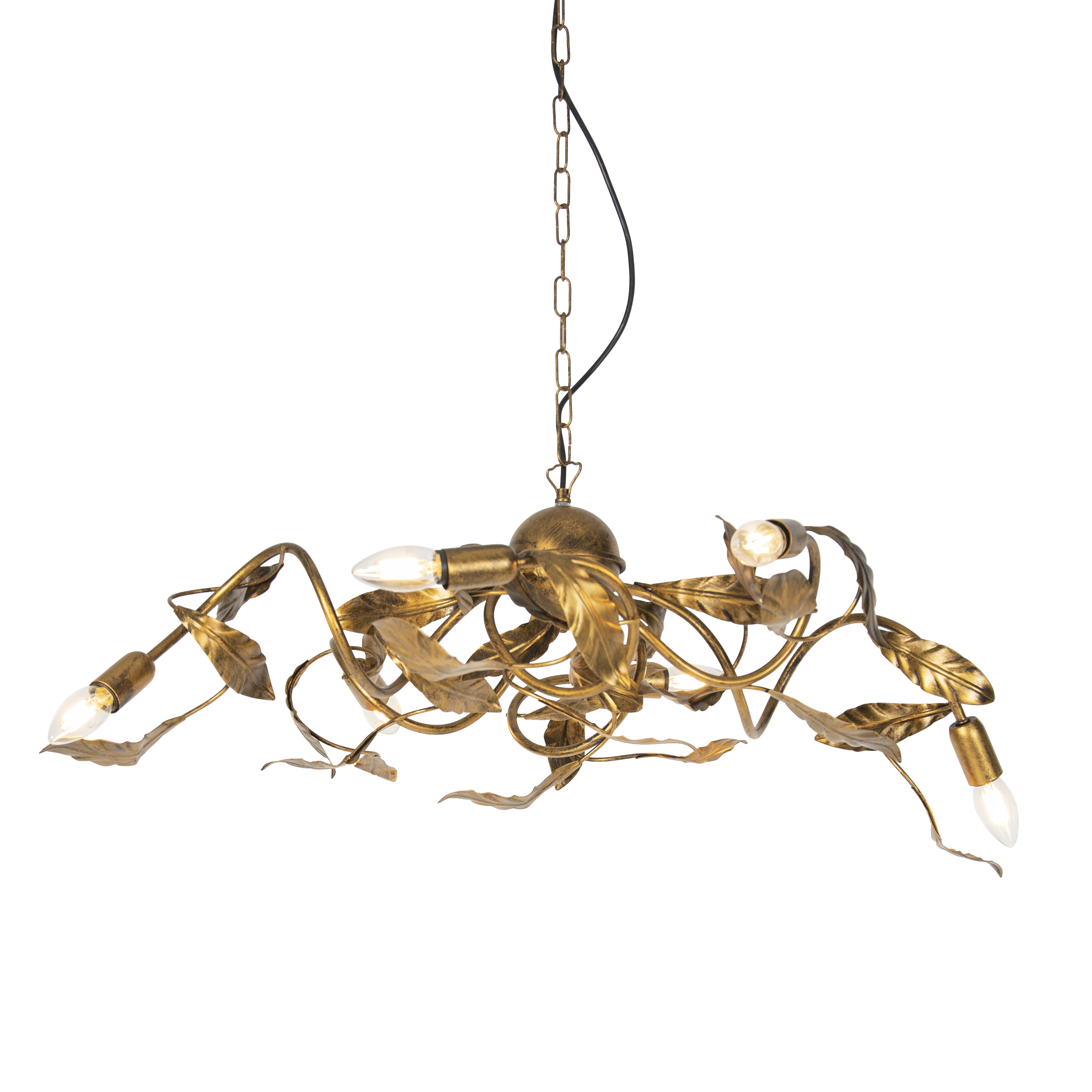Vintage hanging lamp antique gold 6-light - Linden