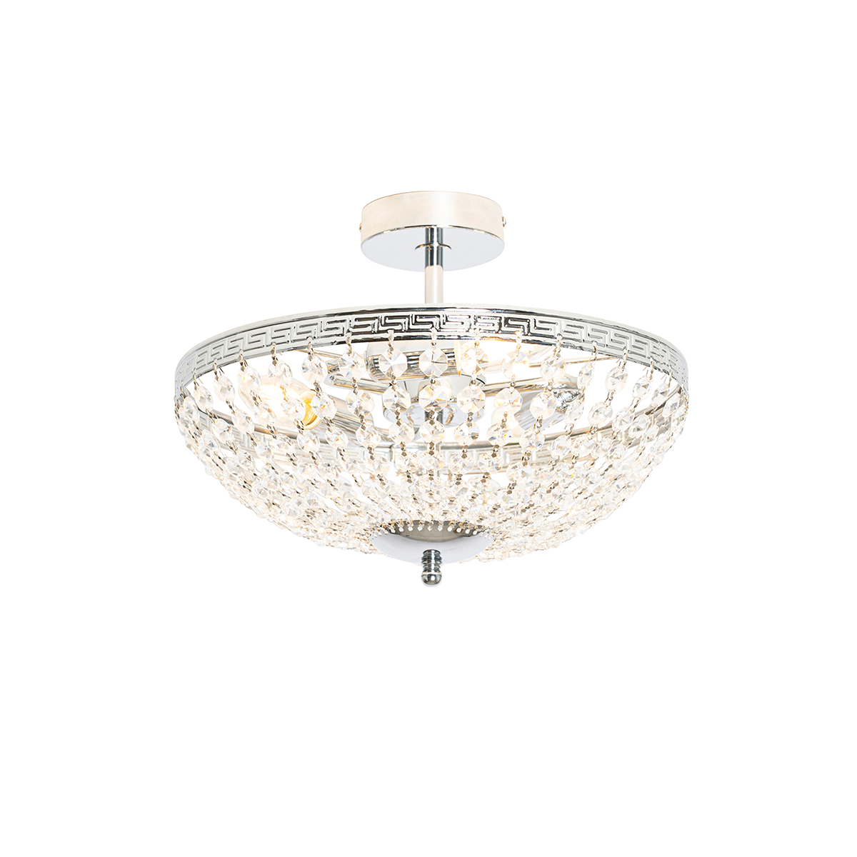 Klasické stropné oceľové svietidlo s krištáľovými 3 svetlami - Mondrian