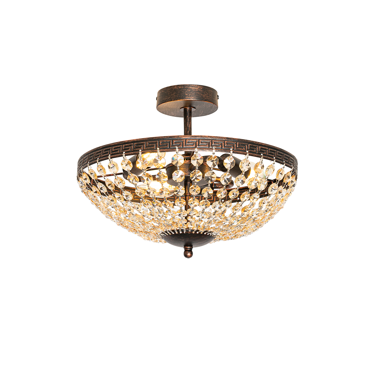 Klasické stropné svietidlo bronzové a krištáľové 3-svetlo - Mondrian