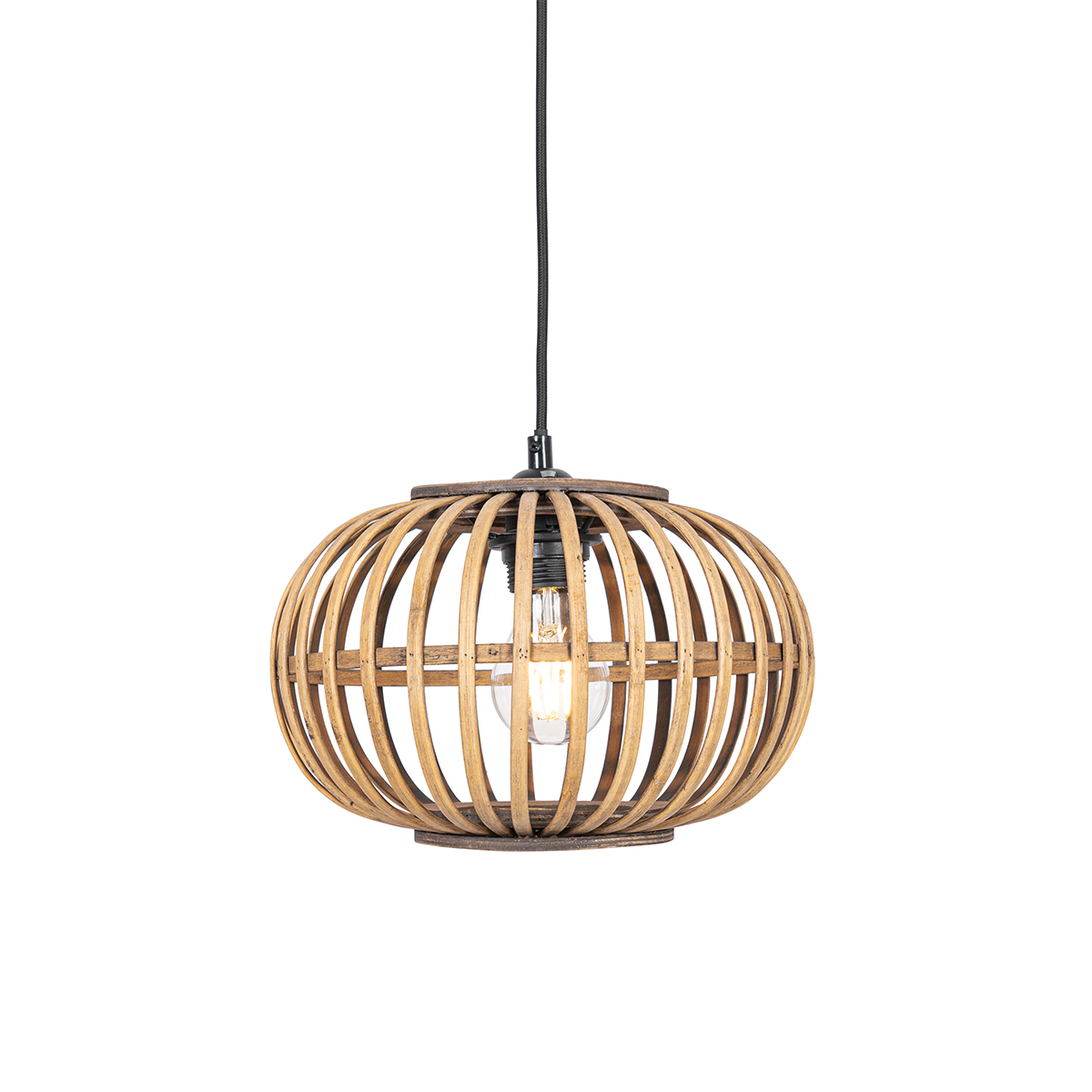 Lampada a sospensione orientale in bambù 3 luci rettangolare - Amira