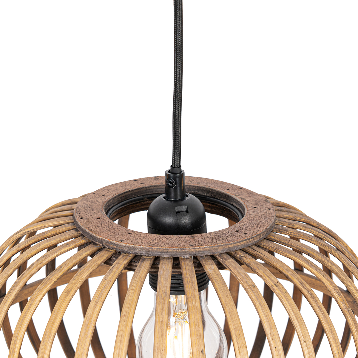 Lampada a sospensione orientale in bambù 3 luci rettangolare - Amira