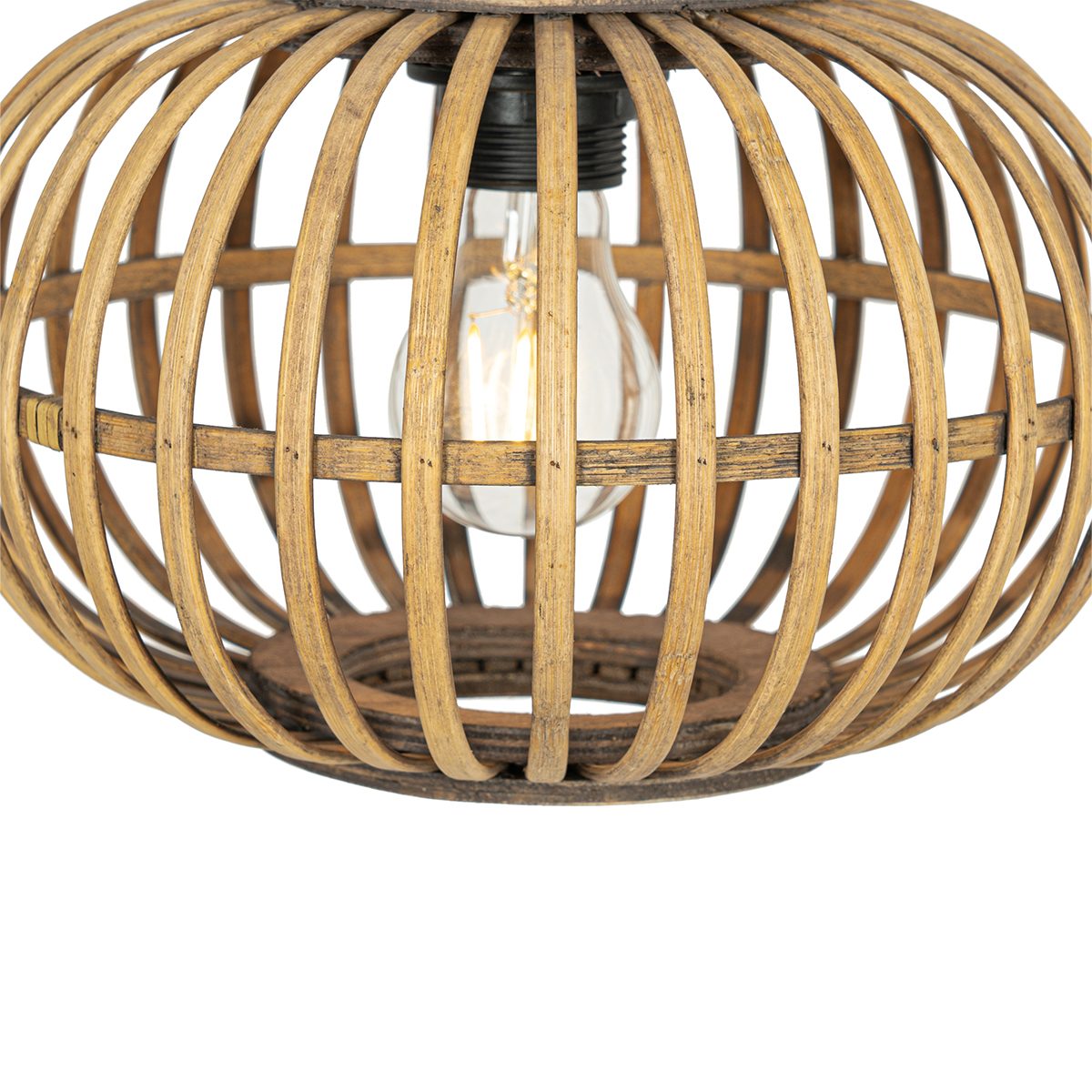 Lampada a sospensione orientale in bambù 3 luci rotonda - Amira