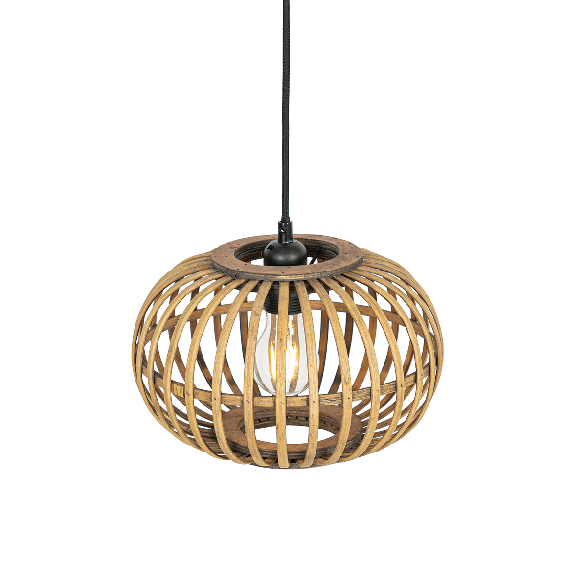 Lampada a sospensione orientale in bambù 3 luci rotonda - Amira