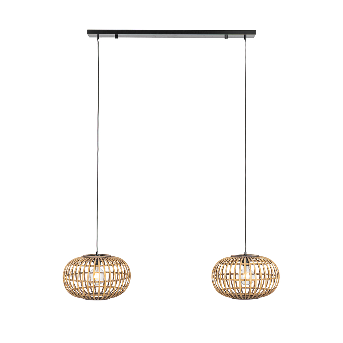 Lampada a sospensione orientale in bambù 2 luci - Amira