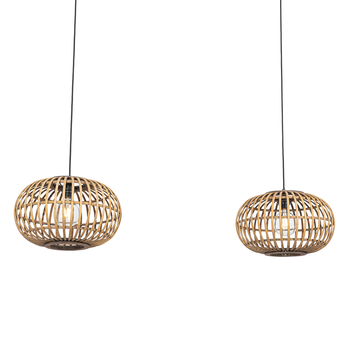 Lampada a sospensione orientale in bambù 2 luci - Amira