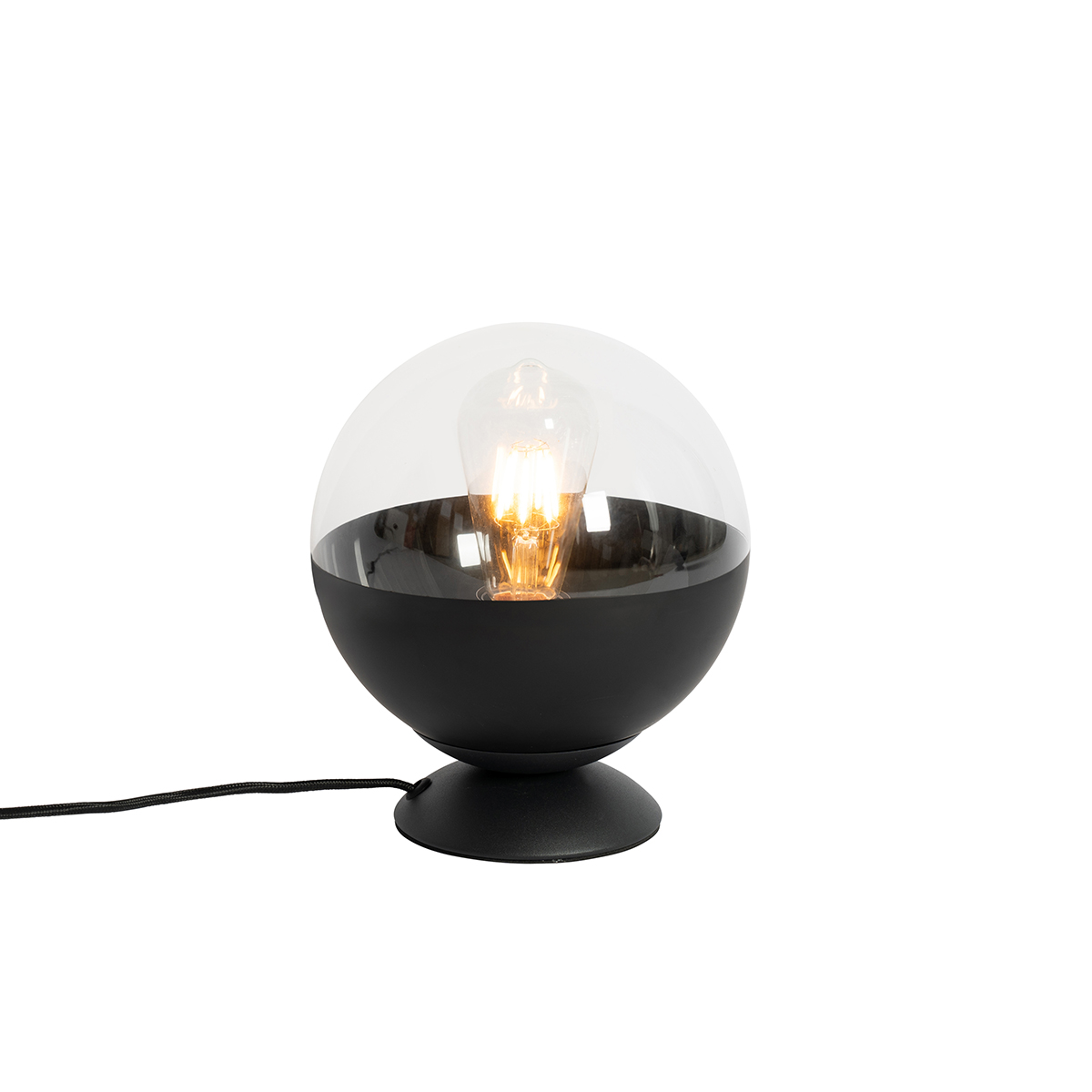 Retro table lamp black with clear glass - Eclipse