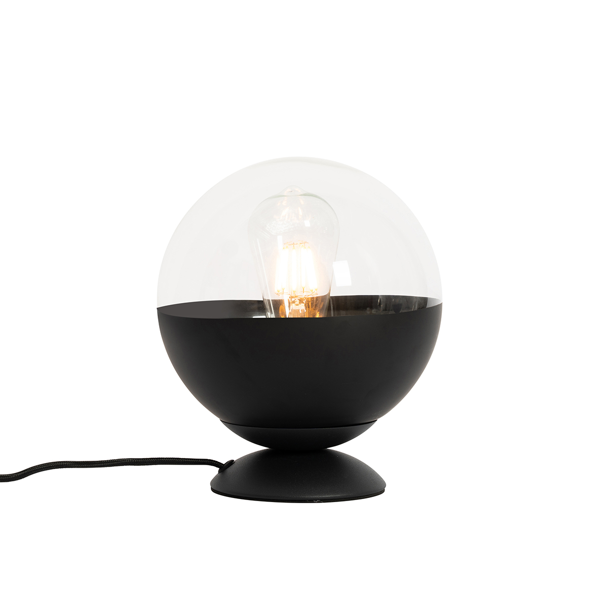 lampe de table rétro noire avec verre clair - eclipse