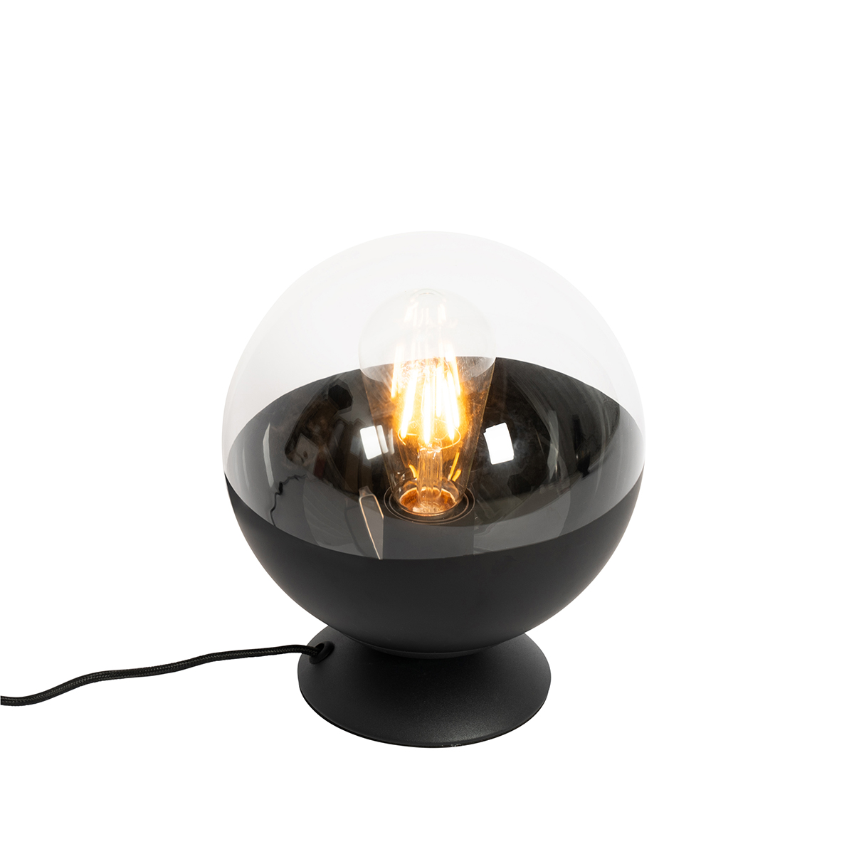 lampe de table rétro noire avec verre clair - eclipse