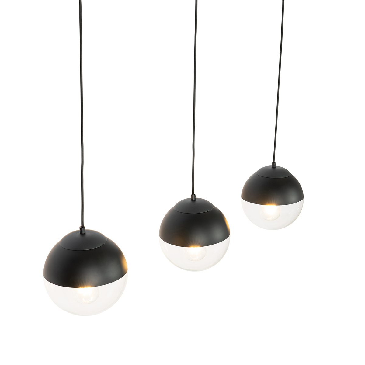 Qazqa Retro Pendelleuchte „Granny“ – Schwarz/grau, 45 Cm | Textilschirm, Dimmbar, Für E27 LED | Wohnzimmer & Schlafzimmer