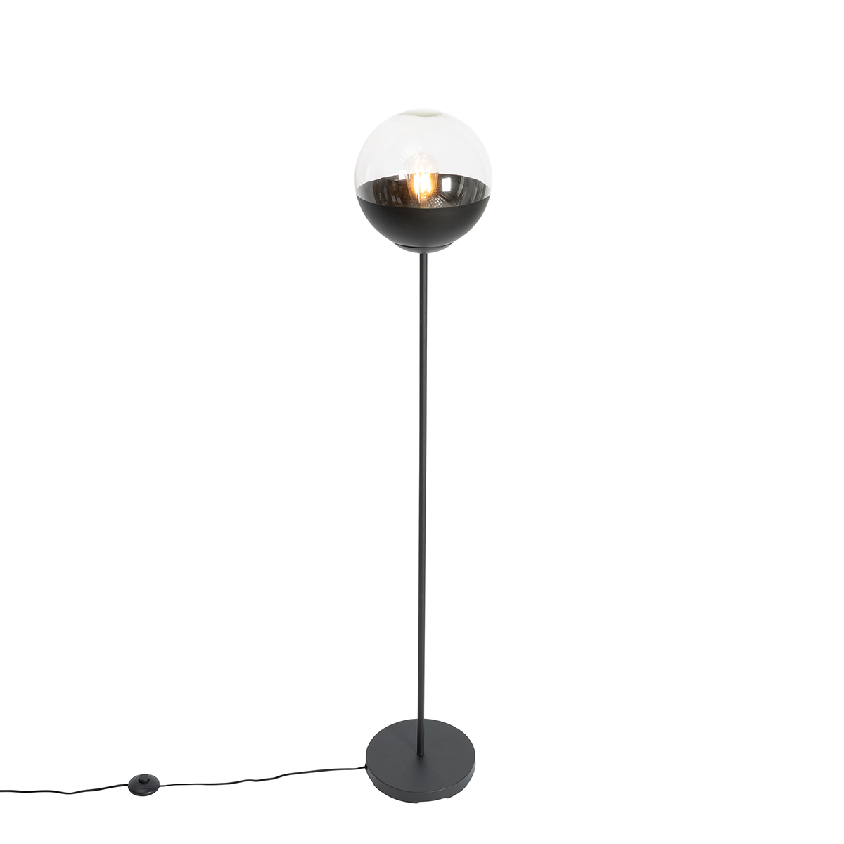 lampadaire rétro noir avec verre clair - eclipse