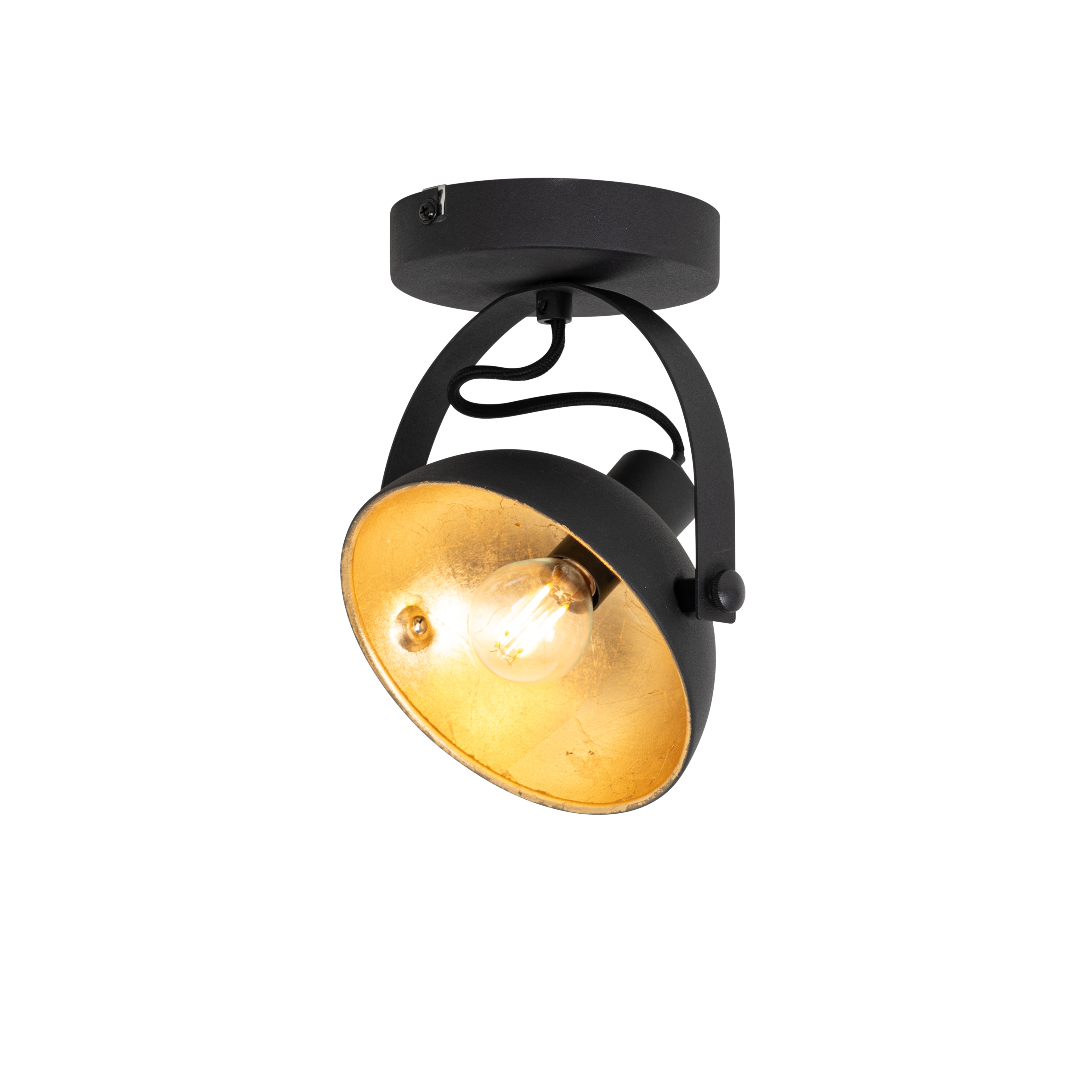 plafonnier industriel noir et doré 15 cm orientable - magnax
