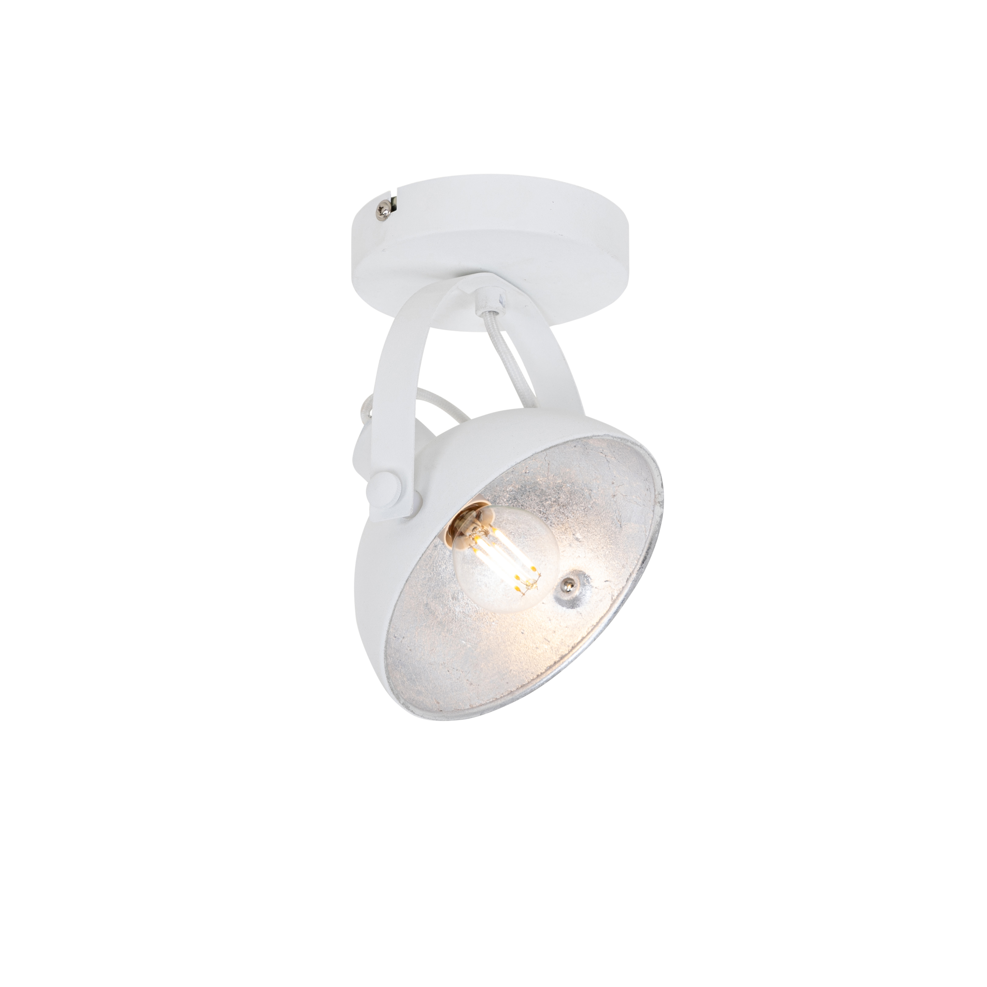 Industriële plafondlamp wit met zilver 15 cm verstelbaar - Magnax