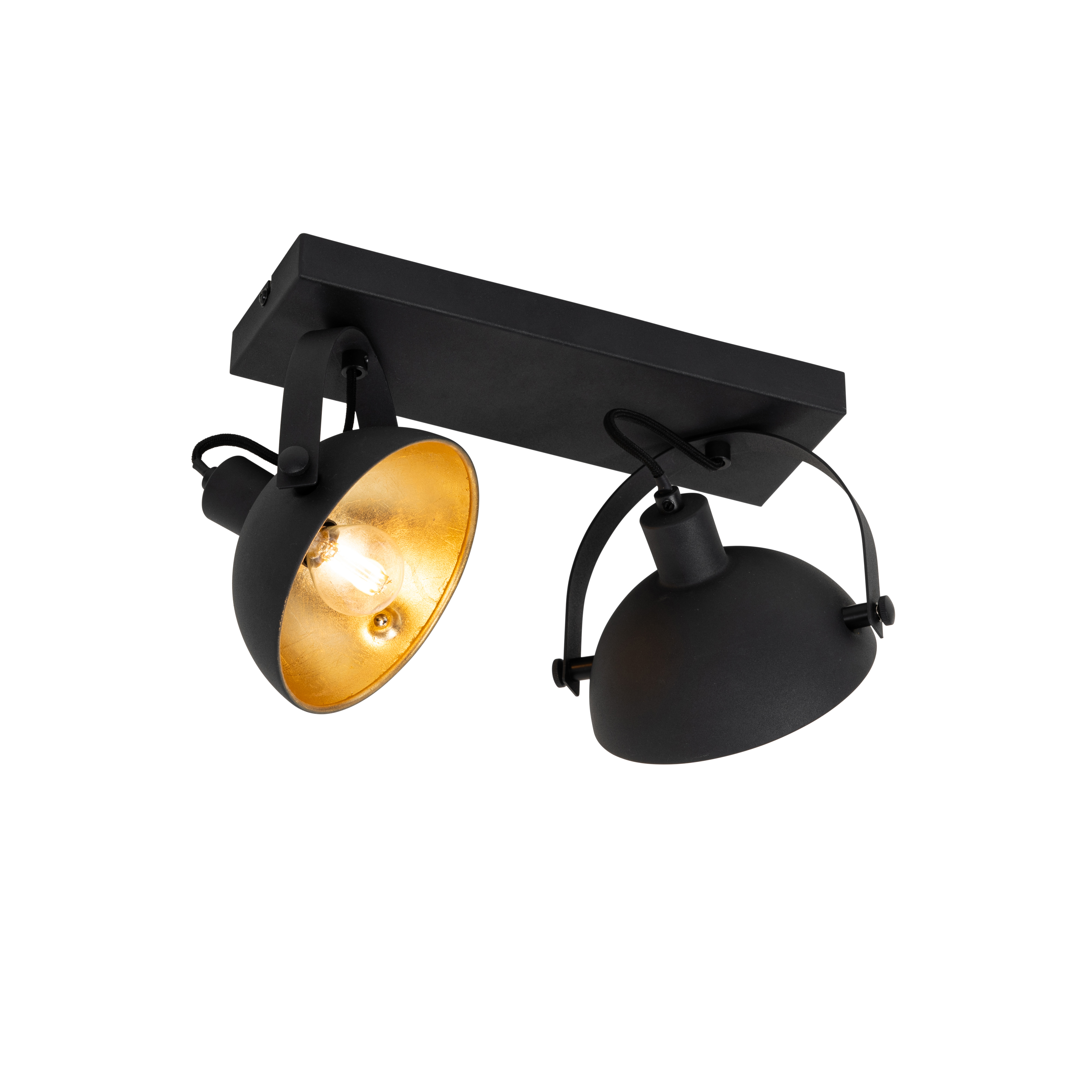 plafonnier industriel noir et doré 2 lumières orientable - magnax