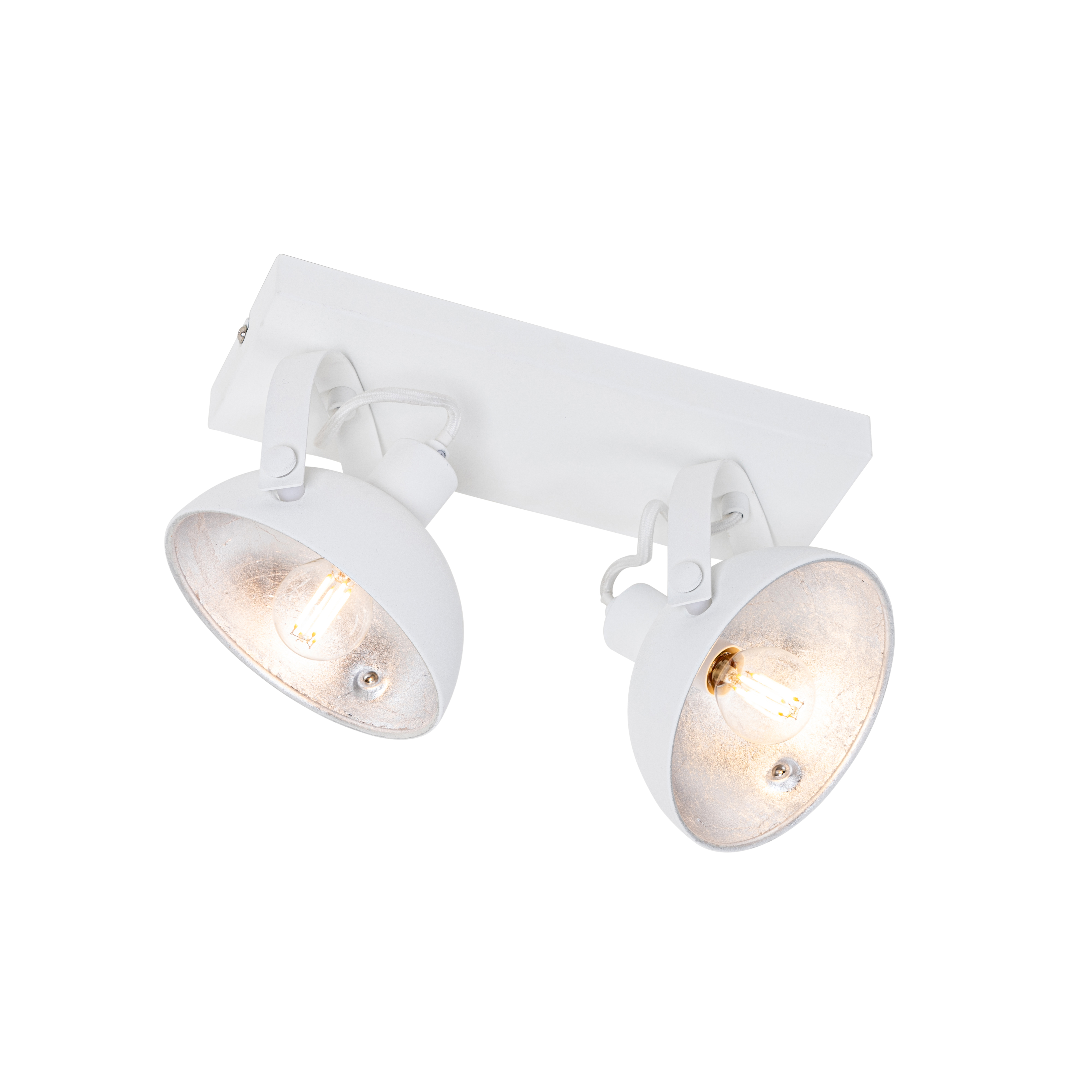 plafonnier industriel blanc argent 2 lumières orientable - magnax